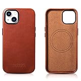 Mobiskin Hülle kompatibel mit Apple iPhone 14 (6,1 Zoll), Handyhülle mit echtem Leder, Case, Schutzhülle, dünne Handytasche, Slim Cover, Braun Vintage