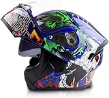 Klapphelm Mit Motorrad Integralhelm Roller Mofa Helm Klapphelm Mit Sonnenblende Vorbereitet ECE Zertifiziert Motorradhelm Unisex B,M55-56CM