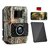 Coolifepro Wildkamera mit Handyübertragung App, 60MP 30FPS Solar WLAN Wildkamera, Wildtierkamera Eingebaute 2000mAh Lithium-Batterie, Keine Notwendigkeit, die Batterie zu installieren