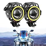 DREAMIZER Motorrad Frontscheinwerfer, Scheinwerfer DRL Mit Angel Eyes Licht, 12V 24V Nebelscheinwerfer Kompatibel Mit R1200GS 1200XRT Touring ATV UTV Off Road Buggy Sandbahn