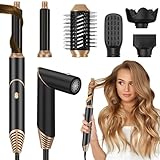 Anluomania Warmluftbürste Set, Föhnbürste 1000W, Haarstyler mit 3 Temperatur, Rundbürstenföhn mit Haartrockner Negativ Ione, Rundbürste, Glättbürste, Lockenstab Automatisch, für Alle Haartypen
