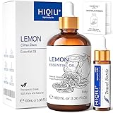 HIQILI Zitronenöl Ätherisch 100ml, 100% Naturreines Ätherisches Öl Zitrone, Therapeutische Qualität, Duftöl für Diffuser, Seife, Kerzenherstellung, Reinigung