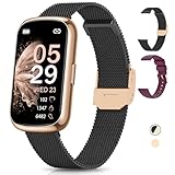 RUXINGX Smartwatch Damen, 1,47″ Fitnessuhr mit 24 Sportmodi, Aktivitätstracker 24H Pulsmesser SpO2 Schlafmonitor, Menstruationszyklus, IP68 Wasserdicht Sportuhr Schrittzähler Android iOS Schwarz Gold