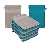 Betz 10 Stück Waschhandschuhe Frottee Waschhandschuh Palermo 100% Baumwolle Waschlappen Set Größe 16 x 21 cm Farbe Petrol-Stone