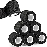 Selbstklebender Verband, 5cm x 450cm Pflaster Rolle Verbandsmaterial, Elastische Binde Bandage Fixierbinde Haftbandage Selbstklebend für Sport, Handgelenk Vet Wrap Katze Hund Pferd(Schwarz)6Rollen