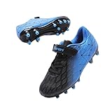 Fußballschuhe Kinder FG/AG Fussballschuhe Footballschuhe Jungen Mädchen Kids Kunstrasen Trainingsschuhe Soccer Schuhe Sportschueh Teens draußen Hallenfußball Indoor Outdoor Unisex Schwarz blau EU33