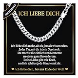 Kette Herren Geschenke für Männer Valentinstag - 8mm Silber Edelstahlkette Pärchen Kette Geschenke für Partner Mann, liebesgeschenke für ihn, Ich Liebe Dich Geschenk für Männer Jahrestag Geburtstag