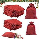 24 Jutesäckchen in 2 Größen (13x18 cm + 10x14 cm) mit Kordelzug – Adventskalender Säckchen zum Befüllen – Geschenksäckchen für Weihnachten, Hochzeit, Geburtstag (Burgund)