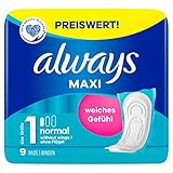 Always Maxi Binden Damen Gr. 1, Normal (9 Damenbinden) weich und super saugfähig, geruchsneutralisierend und Auslaufschutz