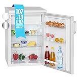 Bomann® Kühlschrank mit Gefrierfach | Getränkekühlschrank mit 120L Nutzinhalt und 2 Glasablagen | Türanschlag wechselbar | kleiner Kühlschrank mit stufenloser Temperaturregelung | KS 2194.1 weiß