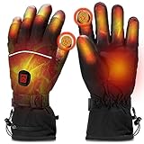 Beheizbare Handschuhe für Herren Damen, Wiederaufladbar 3 Stufige Beheizte Ski Handschuhe mit 5V 6000 mAh Typ-C Akkus, 7 Stunden Betriebsdauer, Wasserdicht für Klettern, Wandern, Radfahren, Camping(L)