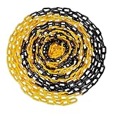 Relaxdays Absperrkette, 50 m, Kunststoff, Absperrung Baustelle, Parkplatz, Warteschlangen, Kunststoffkette, schwarz/gelb