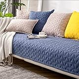 MLCYYJS Baumwoll-Sofa-Couchbezug, Boho-geometrisch, gesteppt, Möbelschutz, einfarbig, rutschfester Sofa-Schonbezug für Hunde, Katzen, Haustiere, 1 Stück/nicht alle Sets (Marineblau, 88,9 x 160 cm)