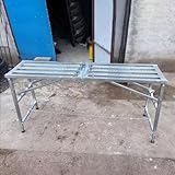 Vibeo Gerüst Stabile Arbeitsbühne aus Verzinktem Stahlgerüst, Höhenverstellbare Gerüstleiter für Treppen, Zusammenklappbare Tragbare Gerüstausrüstung(L180cmxW40cm(70 7/8' x15 3/4'))