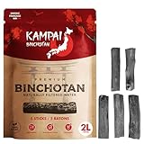 KAMPAI Aktivkohle für Wasser | Filter bis zu 4,5 l / Stab | Binchotan natürlich | Vegetal Bio Filterkaraffe – 6 Monate Reinigung Leitungswasser Flasche Glas Trinkflasche (5 Stäbchen x 2 l)