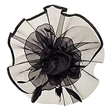 Ganekihedy Fascinator Damen Organza, Kirche, britische Braut, Teeparty, Hochzeit, Hut, Sommermütze, Schwarz, Schwarz , Einheitsgröße