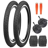 2er-Pack Fahrradreifen 20X2.125 Fahrradmantel 30TPI Faltbar Bike Tires + 2er-Pack 20 Zoll Schlauch AV32mm Ventil kompatibel 20x2.10-2.25 Tires und Tubes