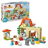 LEGO DUPLO Town Tierpflege auf dem Bauernhof - Spielzeug für Kinder - Montessori Spielzeug -Bauernhof mit Tierfiguren - Pferd, Kuh und Huhn - Lernspielzeug für Mädchen und Jungen ab 2 Jahren - 10416