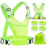 LUZOON Sicherheitsweste 2 Stück, Reflektoren Kleidung Warnweste Mit TräGern Reflektierende TräGer Reflektorband Fahrrad Weste Verstellbaren Laufweste Herren Damen Mit 4 Reflective Cuffs (Stil 2)