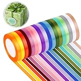 Geschenkband 18 Farben, 10mm x 22m Satinband, Schleifenband,Verpackungsband Stoffband, Geschenkband Bänder zum Basteln, Geschenkbänder für Geschenk Verpackung Hochzeitsdekoration