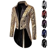 Herren Sakko Pailletten Smoking-Blazer Revers Anzugjacken Formale Anzugjacke Modern Sakkos Slim Fit Anzugsakko Glitzer Herrenjacke Frackjacke Mode Frack Blazer Freizeitanzug Elegante Bühnenkleid
