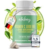 Vitabay Vitamin C hochdosiert 1000mg + Bioflavonoide VEGAN - 250 Ascorbinsäure Vitamin C Tabletten natürliches Vitamin C gepuffert 1000mg - Hochdosiertes gepuffertes Vitamin Vit C Kapseln C+ natürlich