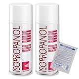 ISOPROPANOL - 2x 400ml Spraydose - Isopropylalkohol - hochreines Lösungsmittel - Reinheit  99,9% - Universalreiniger - Cramolin - 4021611 inkl. 1 St. DEWEPRO® SingleScrubs - 2-Propanol IPA