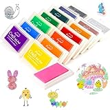 Aohcae 15 Farben Stempelkissen Bunt, Fingerabdruck Set Kinder Waschbar Stempelfarbe Stempel Kinder für Papier Handwerk Stoff Scrapbooking DIY Geburtstag Geschenk