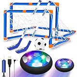 SUNNOW Air Power Fußball - 3-in-1 Wiederaufladbar Hover Ball Hockey Set mit 2 Tore LED-Licht Air Fußball Kinderspielzeug Fussball Geschenke für Kinder Jungen Mädchen ab 3 4 5 6 7 8-12 Jahre