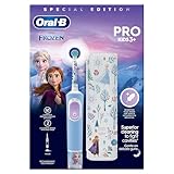 Oral-B Pro Kids Elektrische Zahnbürste, Weihnachtsgeschenke für Kinder, 1 Zahnbürstenkopf, 4 Aufkleber 'Die Eiskönigin', 1 Reiseetui, 2 Modi mit kinderfreundlichem, sensiblen Modus, für Kinder ab 3