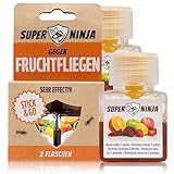 Super Ninja Fruchtfliegenfalle - Standard Pack - 2 Fallen - Hochwirksame Ökologische Fruchtfliegenfalle für Küche und Innenraum - Obstfliegenfalle - Bis zu 3 Wochen