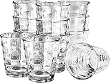 GIESSLE® 12 Stück Trinkgläser [ in Diamant Optik, 300ml, stapelbar ] Wasserglas Saftglas Set