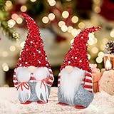 HIALTODAY Weihnachtswichtel Figuren 2er Set Weihnachten Deko, Weihnachts Wichtel GNOME Weihnachten Weihnachtszwerg 28cm Hoch Weihnachtsdeko Innen Rot