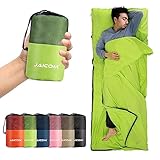 JAICOM Hüttenschlafsack, Ultraleichter Seideschlafsack für Reise, 2in1 Hüttenschlafsack, Bequemer und Weicher Schlafsack kleines Packmaß aus Mikrofaser, Ideal für Rucksackreise, Hotels