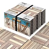 INTERBUILD balkon bodenbelag 30 × 30cm | Akazien Bio-Weiß | Patio & Balkon boden | 10 FLIESEN = 0,9 ㎡ pro PACKUNG | terassenboden außen| holzfliesen balkon