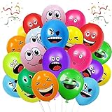 20/50/100/200 Stück Emotion Serie Latex Luftballons, 12 Zoll luftballon smiley, Lustig Luftballons für Verschiedene Miene Laune, Emotion luftballon für Geburtstag Party Deko Kinder Jungen(100)