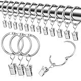 tonyg-p 25 Stück Metall Vorhangringe Gardinenringe mit Clips Vorhang Hängend Ringe für Fenster Tür Duschvorhänge, 32mm Innendurchmesser (Silber)