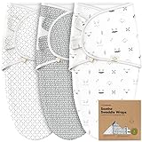 KeaBabies 3-Pack Bio-Baby-Schlafsack zum Pucken - Ergonomische Pucksack Baby 0-3 Monate, Babyschlafsack Neugeborene, Pucktuch Baby, Puck Schlafsack Baby Pucksack, Baby Wickeldecke (Nordic)