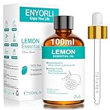 ENYORLI Zitronenöl Ätherisches Öl, Ätherische Öle Zitrone 100mL Citrus Limon für Massage, Hausreinigung, Aromatherapie, Diffuser, Selbstgemachte Seife, Kerzen, Raumduft