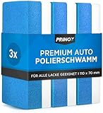 PRINOX Profi Polierschwamm fürs Auto - 3er Set - Universell nutzbar - Lackschonender Handpolierschwamm - Perfekt zur Applikation von Polituren, Wachsen & Pflegemitteln - KFZ Schwamm I Made in DE