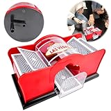 Pipihome Manuelles Kartenmischmaschine, Mischmaschine Karten für 2 Decks mit Kurbel, Kartenmischer Card Shuffler, Kartenmischgerät für Spielkarten bis 91 mm UNO, Poker, Texas Hold Em, Omaha, Baccarat