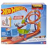 Hot Wheels - Trackset mit 1 Fahrzeug, Rennstrecke mit 8er-Kurve für Stunt- und Rennaction, lässt Sets verbinden und zur Aufbewahrung zusammenklappen, HMB15