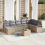 ZQQLVOO 9-teiliges Garten Sofa Set mit Kissen Schwarz Poly Rattan 使用逗号” for 室外