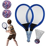 Tennisschläger für Training Tennis und Badminton | 1 Paar mit Ball und Lenkrad für Park, Interaktion, Eltern, Kinder