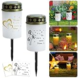 HUIKUANGEU Grabkerze,2 Stück Solar LED Grablicht,Grableuchte,Friedhofskerze Solarbetrieben,Grablicht Solar,Grablichter,Friedhofskerzen,Grablaterne Solar,für Friedhof,Urnengrab