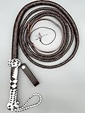 Generisch Echte Bullenlederpeitsche Bullwhip in Weiß/Braun in 3FT und 4FT, handgemacht mit 12 Stränge (3FT ~ 92cm)