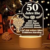 Goldene Hochzeit Geschenke, 50 Hochzeitstag Geschenk - Acryl Nachtlampe, Goldene Hochzeit Deko, Geschenke Zum 50. Hochzeitstag, 50. Hochzeitstag Geschenke für Frau Frauen Männer Paare Ehemann