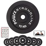 POWRX Hantelscheiben Set 2x15kg Durchmesser 30mm | Kurzhantel/Langhantel Training - Gusseisen Plates