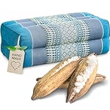 livasia Block Yogakissen eckig - 17x34x12cm - Meditationskissen mit Kapok, Stützkissen Bolster rechteckig, Yoga Pilates Zubehör Nackenkissen, Thaikissen fest handgefertigt (Hellblau)