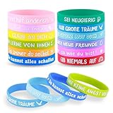 HOKYYCC 24 Stück Motivationsarmbänder Kinder Deutschland, 6cm Silikon Armband, kleine geschenke für kinder, Abschiedsgeschenk Schüler Grundschule